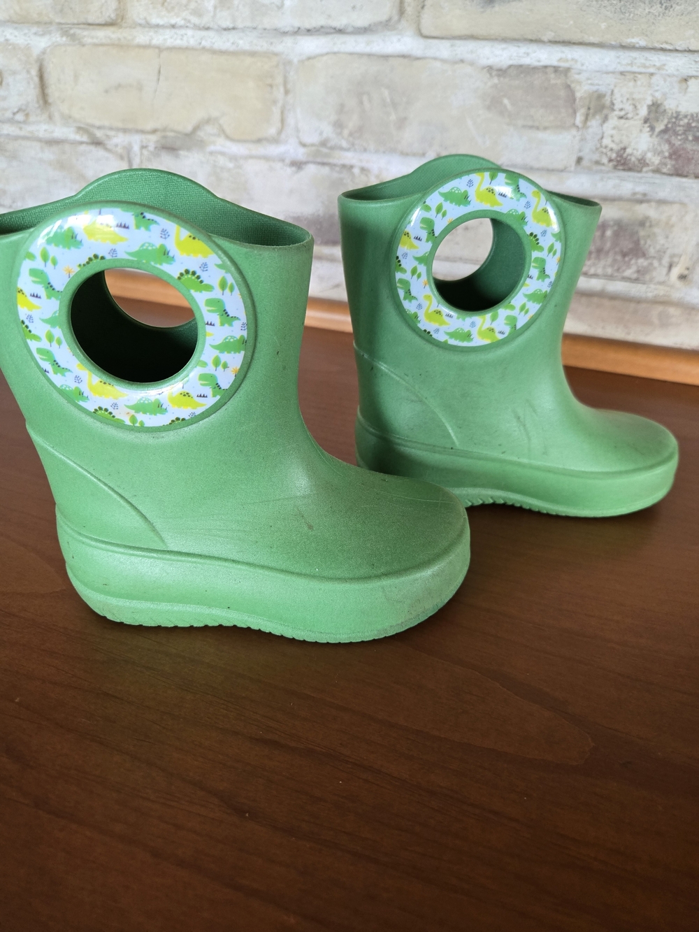 Toddlet Green Rain Boot With Dinosaurs